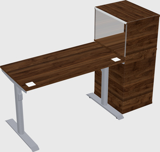 Dual motor electric desk w/cabinet