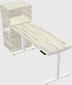 Dual motor electric desk w/cabinet