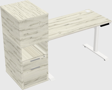 Dual motor electric desk w/cabinet