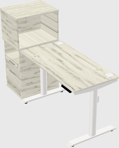 Dual motor electric desk w/cabinet