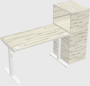 Dual motor electric desk w/cabinet