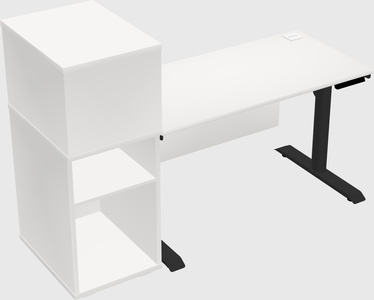 Dual motor electric desk w/cabinet