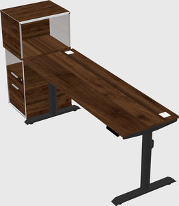 Dual motor electric desk w/cabinet