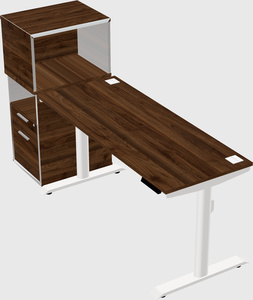 Dual motor electric desk w/cabinet