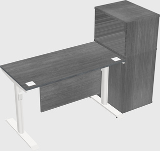 Dual motor electric desk w/cabinet