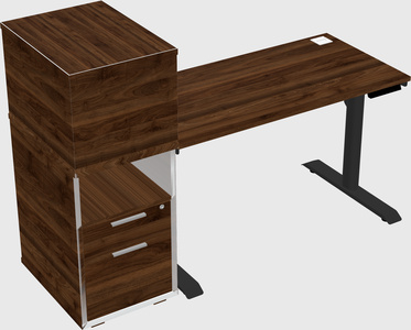 Dual motor electric desk w/cabinet