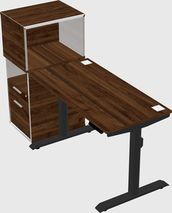 Dual motor electric desk w/cabinet