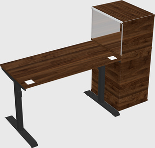 Dual motor electric desk w/cabinet