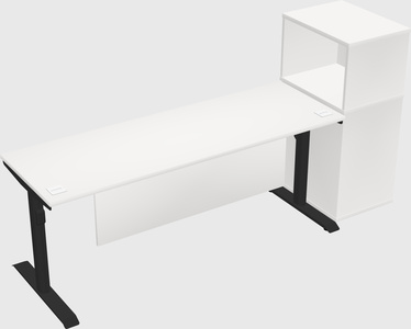 Dual motor electric desk w/cabinet