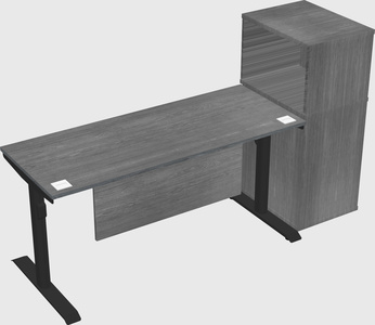 Dual motor electric desk w/cabinet