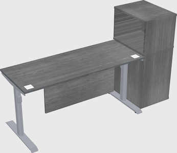Dual motor electric desk w/cabinet
