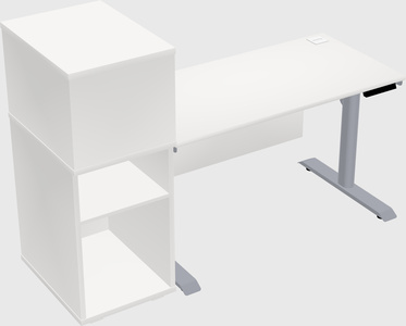 Dual motor electric desk w/cabinet