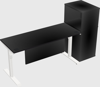 Dual motor electric desk w/cabinet