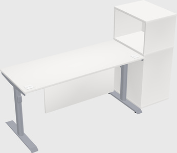 Dual motor electric desk w/cabinet