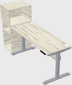 Dual motor electric desk w/cabinet