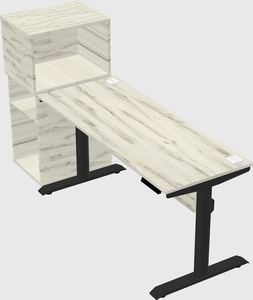 Dual motor electric desk w/cabinet