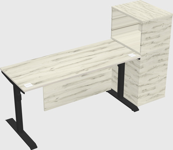 Dual motor electric desk w/cabinet