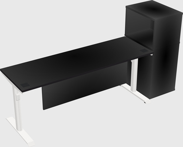 Dual motor electric desk w/cabinet