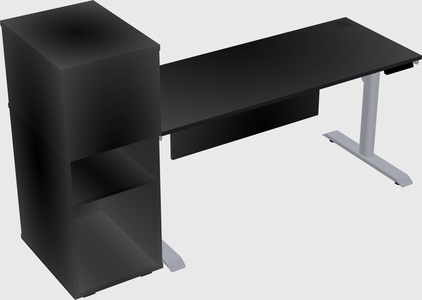 Dual motor electric desk w/cabinet