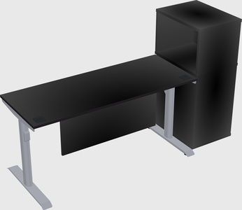 Dual motor electric desk w/cabinet