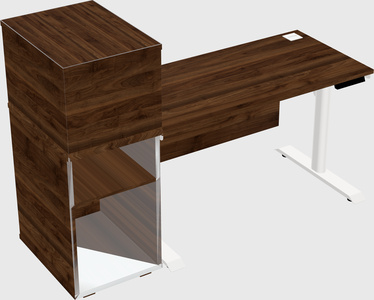 Dual motor electric desk w/cabinet