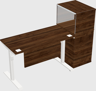 Dual motor electric desk w/cabinet