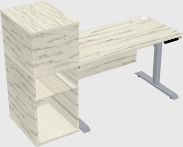 Dual motor electric desk w/cabinet