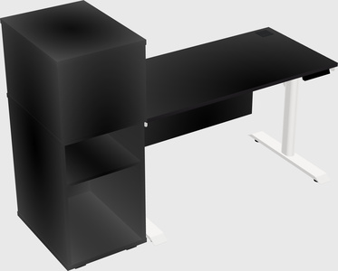 Dual motor electric desk w/cabinet