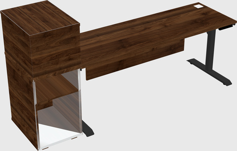 Dual motor electric desk w/cabinet