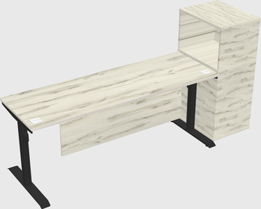 Dual motor electric desk w/cabinet