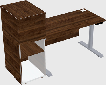 Dual motor electric desk w/cabinet
