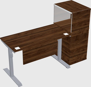 Dual motor electric desk w/cabinet