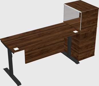 Dual motor electric desk w/cabinet