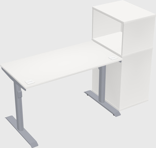 Dual motor electric desk w/cabinet