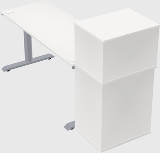 Dual motor electric desk w/cabinet