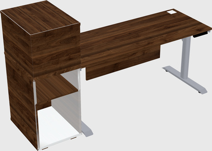 Dual motor electric desk w/cabinet