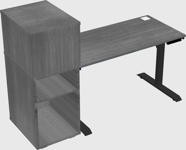 Dual motor electric desk w/cabinet