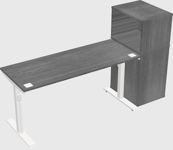 Dual motor electric desk w/cabinet