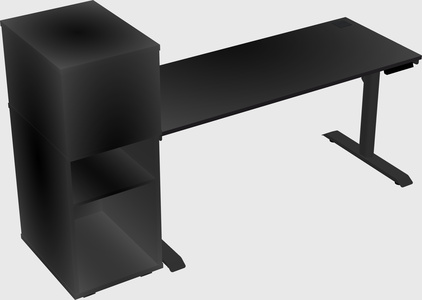 Dual motor electric desk w/cabinet