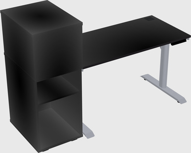 Dual motor electric desk w/cabinet