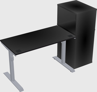 Dual motor electric desk w/cabinet