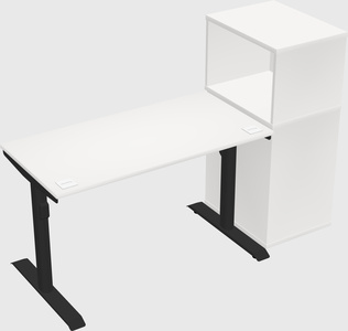Dual motor electric desk w/cabinet