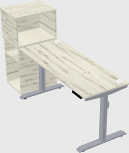 Dual motor electric desk w/cabinet