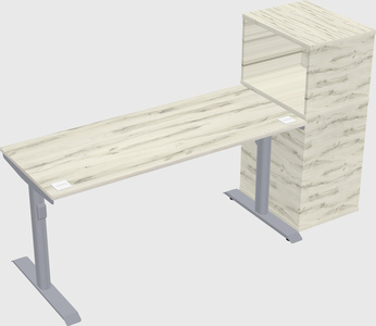 Dual motor electric desk w/cabinet