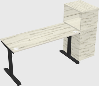 Dual motor electric desk w/cabinet