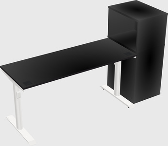 Dual motor electric desk w/cabinet
