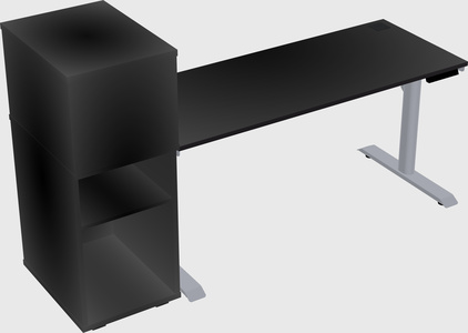 Dual motor electric desk w/cabinet