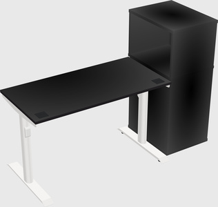 Dual motor electric desk w/cabinet