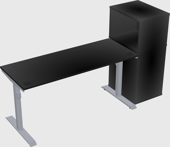 Dual motor electric desk w/cabinet