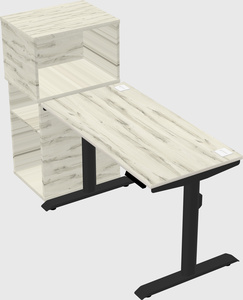 Dual motor electric desk w/cabinet